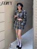 imCharms 2023 Spring And Autumn Personality Design Retro Temperament Plaid Casual Suit Women's Clothing