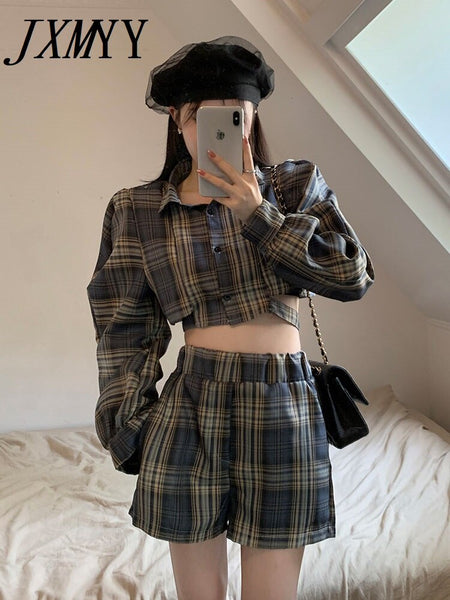 imCharms 2023 Spring And Autumn Personality Design Retro Temperament Plaid Casual Suit Women's Clothing