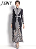 imCharms 2023 Spring And Autumn Products Elegant Temperament Stand Collar Lantern Sleeves Long Printed Dress Women