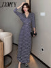 imCharms 2023 Spring And Autumn V-Neck High-Waist Printed High-End Dress Women's Chic And Unique Wrap Dress