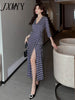 imCharms 2023 Spring And Autumn V-Neck High-Waist Printed High-End Dress Women's Chic And Unique Wrap Dress