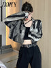 imCharms 2023 Spring And Autumn Fashionable Loose Niche Design Sense Ink Wash Tie-Dye Long-Sleeved Shirt Short Jacket Top Women