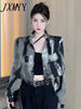 imCharms 2023 Spring And Autumn Fashionable Loose Niche Design Sense Ink Wash Tie-Dye Long-Sleeved Shirt Short Jacket Top Women