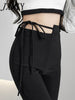 imCharms 2023 Spring And Autumn Black High-Waisted Micro-Flare Casual Pants Are Thin Elastic Loose Horseshoe Pants Women