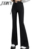 imCharms 2023 Spring And Autumn Black High-Waisted Micro-Flare Casual Pants Are Thin Elastic Loose Horseshoe Pants Women
