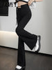 imCharms 2023 Spring And Autumn Black High-Waisted Micro-Flare Casual Pants Are Thin Elastic Loose Horseshoe Pants Women