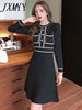 imCharms 2023 Spring And Autumn Age-Reducing And Slimming Waist Long-Sleeved Knitted Elegant Temperament Dress Women's