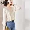 imCharms 2023 Spring And Autumn And Elegant Temperament V-Neck Lace Small Shirt All-Match Top Women's Clothing