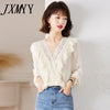 imCharms 2023 Spring And Autumn And Elegant Temperament V-Neck Lace Small Shirt All-Match Top Women's Clothing
