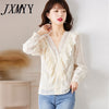 imCharms 2023 Spring And Autumn And Elegant Temperament V-Neck Lace Small Shirt All-Match Top Women's Clothing
