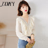 imCharms 2023 Spring And Autumn And Elegant Temperament V-Neck Lace Small Shirt All-Match Top Women's Clothing