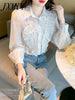 imCharms 2023 Spring And Autumn Fungus Edge Thin Lapel Loose Elegant Temperament Top Women's Shirt
