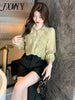 imCharms 2023 Spring And Autumn Fungus Edge Thin Lapel Loose Elegant Temperament Top Women's Shirt