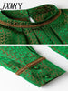 imCharms 2023 Spring And Autumn High-End Chic Retro Elegant Temperament Top Green Silk Shirt Women
