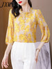 imCharms 2023 Spring And Autumn Printing Chiffon Shirt Elegant Temperament Loose All-Match Top Women