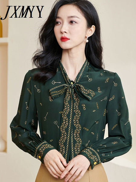 imCharms 2023 Spring And Autumn Sense Elegant Temperament Printed Shirt Floral Shirt Women's Top