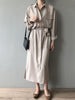 imCharms 2023 Spring And Autumn Simple Dress Waist Slim Elegant Shirt Skirt Light Mature Style Women's Long Skirt