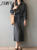 imCharms 2023 Spring And Autumn Simple Dress Waist Slim Elegant Shirt Skirt Light Mature Style Women's Long Skirt