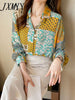 imCharms 2023 Spring And Autumn Niche Chic Elegant Temperament Top Floral Lantern Sleeve Shirt Loose Chiffon Shirt Women