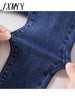imCharms 2023 Spring And Autumn Pencil Harajuku Large Size Elastic Slim Fit All-Match Denim Women's Raw Edge Pants