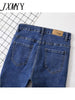 imCharms 2023 Spring And Autumn Pencil Harajuku Large Size Elastic Slim Fit All-Match Denim Women's Raw Edge Pants