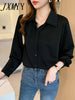 imCharms 2023 Spring And Autumn Retro Simple Shirt Solid Color Elegant Temperament Thin Long-Sleeved Shirt Women's Top