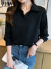 imCharms 2023 Spring And Autumn Retro Simple Shirt Solid Color Elegant Temperament Thin Long-Sleeved Shirt Women's Top