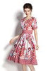 imCharms 2023 Spring And Summer Products Elegant Temperament Chic V-Neck Short-Sleeved Printed Long Skirt Women's Dress