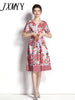 imCharms 2023 Spring And Summer Products Elegant Temperament Chic V-Neck Short-Sleeved Printed Long Skirt Women's Dress
