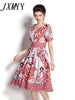 imCharms 2023 Spring And Summer Products Elegant Temperament Chic V-Neck Short-Sleeved Printed Long Skirt Women's Dress