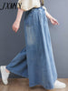 imCharms 2023 Spring And Summer Washed Jeans Wide Leg Pants Retro Casual Simple Loose Large Size Elastic Pants Trendy