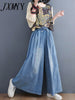 imCharms 2023 Spring And Summer Washed Jeans Wide Leg Pants Retro Casual Simple Loose Large Size Elastic Pants Trendy