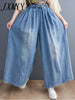 imCharms 2023 Spring And Summer Washed Jeans Wide Leg Pants Retro Casual Simple Loose Large Size Elastic Pants Trendy