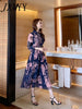 imCharms 2023 Spring And Summer Elegant Temperament Shirt Long Skirt Waist Printing Pleated Large Swing Women's Dress