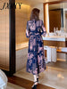 imCharms 2023 Spring And Summer Elegant Temperament Shirt Long Skirt Waist Printing Pleated Large Swing Women's Dress