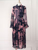 imCharms 2023 Spring And Summer Elegant Temperament Shirt Long Skirt Waist Printing Pleated Large Swing Women's Dress