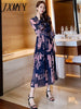imCharms 2023 Spring And Summer Elegant Temperament Shirt Long Skirt Waist Printing Pleated Large Swing Women's Dress