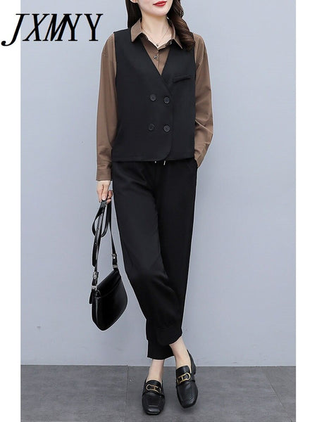 imCharms 2023 Spring And Summer Age-Reducing Plus-Size Women's Three-Piece Set Slim And Elegant Temperament Suit