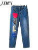 imCharms 2023 Spring And Summer Jeans Women's Large Size All-Match Harem Micro Elastic High Waist Nine-Point Pants