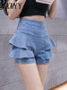 imCharms 2023 Spring And Summer Hakama Elastic Waist Slim Loose All-Match Denim Shorts Women's Clothing