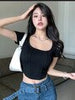 imCharms 2023 Spring And Summer Ins Tide Slim Short-Sleeved T-Shirt Top Women's Slim And Generous Collar Fishbone T