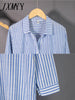 imCharms 2023 Spring Autumn Summer Linen Vertical Striped Shirt Dress Lace Up Casual Temperament Retro Women's Dress