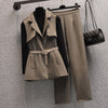 imCharms 2023 Spring Large Size Elegant Women Suit Close Waist Belt Waistcoat Knitted Sweaters and Slim Long Pants Three-Piece