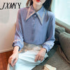 imCharms 2023 Spring All-Match Embroidered Chiffon Shirt Long-Sleeved Shirt Shows Thin Temperament