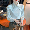 imCharms 2023 Spring All-Match Embroidered Chiffon Shirt Long-Sleeved Shirt Shows Thin Temperament