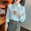 imCharms 2023 Spring All-Match Embroidered Chiffon Shirt Long-Sleeved Shirt Shows Thin Temperament