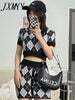 imCharms 2023 Spring Elegant Temperament Short Knitted Suit Female Diamond V-Neck Retro Top + Hip Skirt