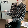 imCharms 2023 Spring Long-Sleeved Chiffon Shirt Trendy Temperament Design Sense Bow Tie Women's Top