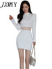 imCharms 2023 Spring Korean Version Temperament Elegant Slim Sexy Mesh Stitching Waist Dress Women's