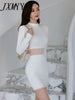 imCharms 2023 Spring Korean Version Temperament Elegant Slim Sexy Mesh Stitching Waist Dress Women's